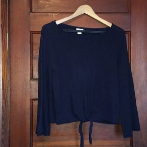 EUC J. Crew Belle Sleeve Tie Top- Navy